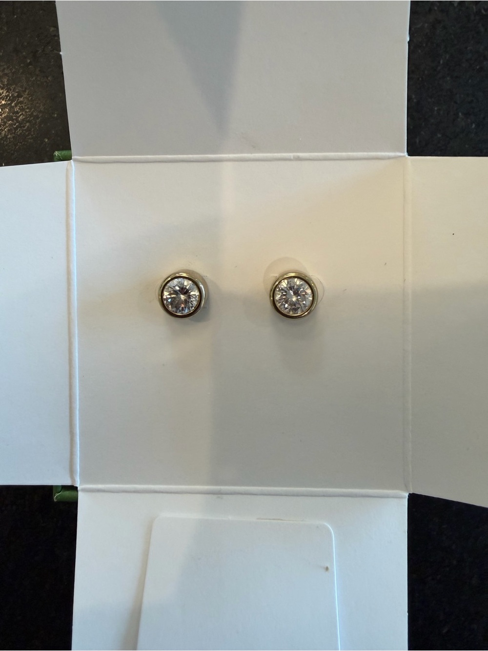Michael Kors Gold Tone Round Crystal Bezel Stud Earrings MK
